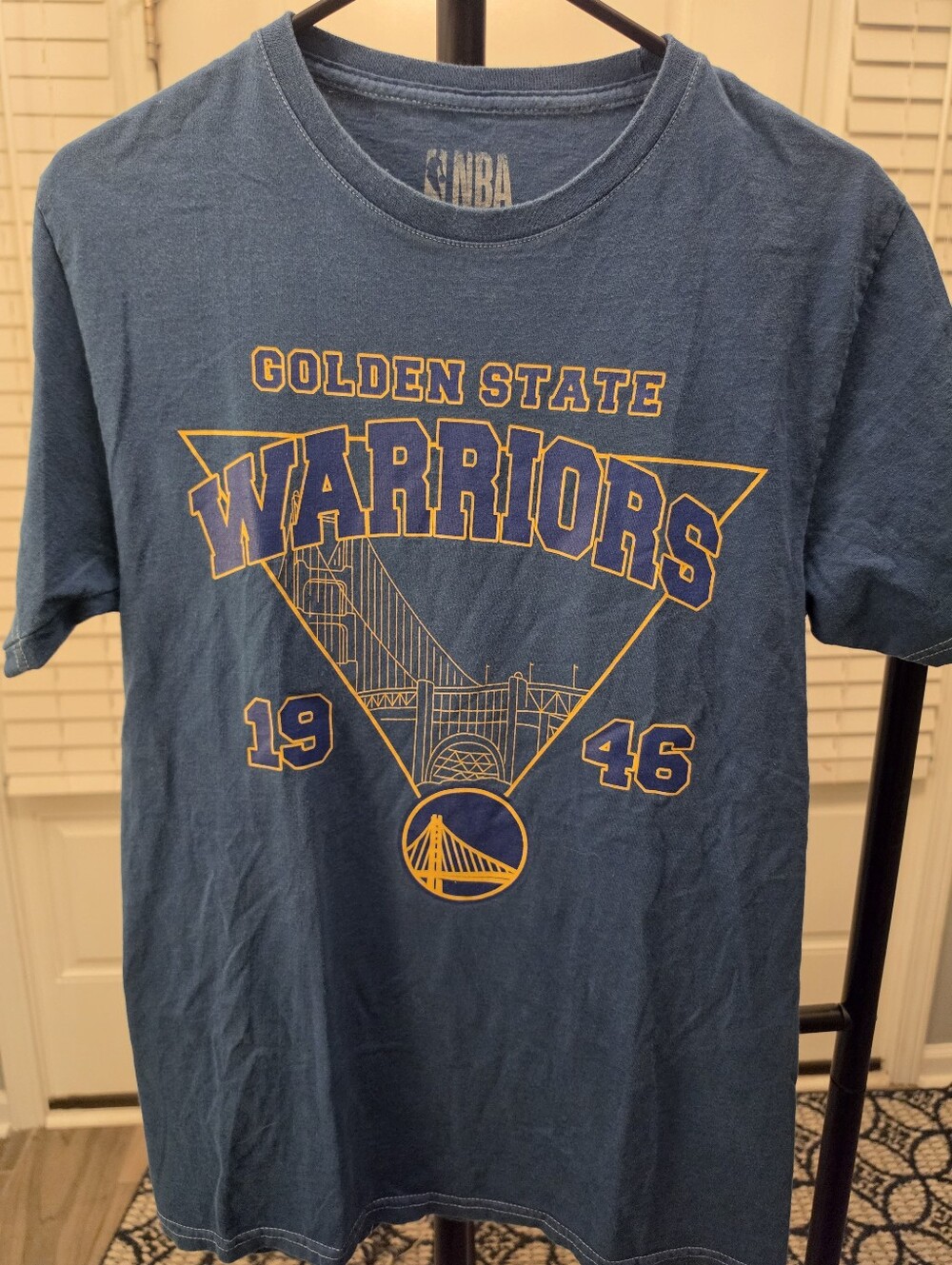 NBA Golden State Warriors Blue and Yellow Short Sleeve Tee